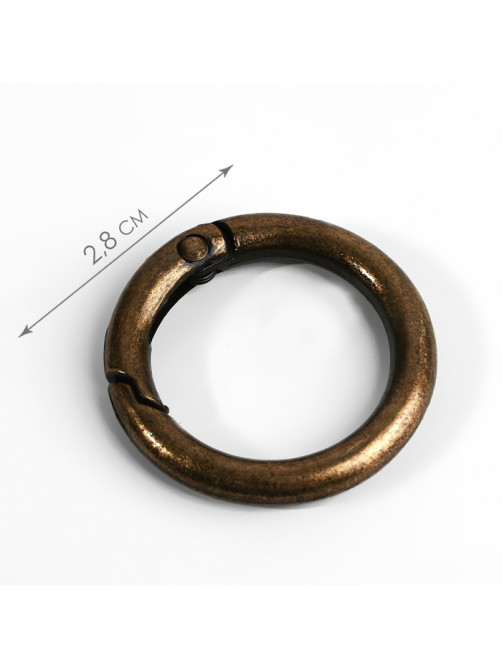 Кольцо-карабин, d=20/28 мм, толщина - 4 мм, 5 шт., цвет бронзовый