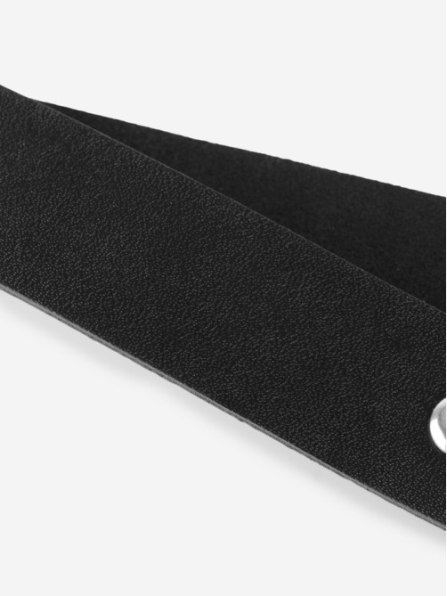 Ручка для сумки из натуральной кожи, с карабинами, 30 ± 2 см × 2.5 см, цвет чёрный/серебряный