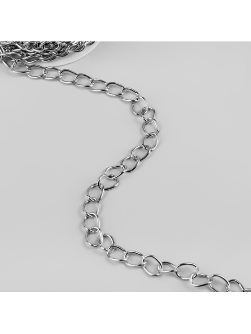 Цепочка для сумки, железная, 11×16 мм, 10±0.5 м, цвет серебряный