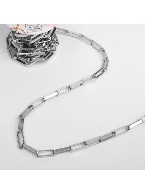 Цепочка для сумки, железная, 18×6 мм, 3±0.1 м, цвет серебряный