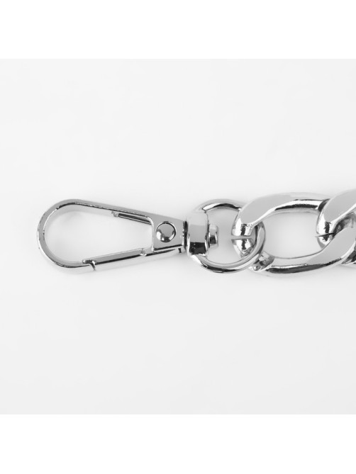 Цепочка для сумки, с карабинами, алюминиевая, 13.5×20.5 мм, 60 см, цвет серебряный