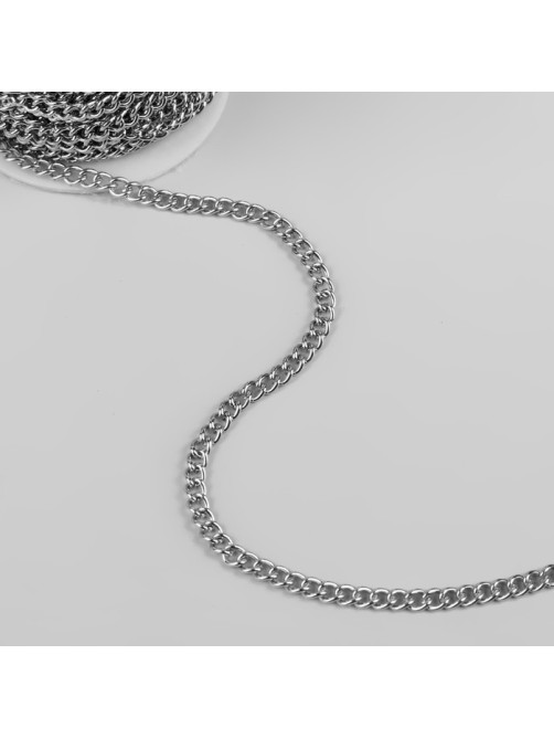 Цепочка для сумки, железная, 4.35×5.8 мм, 10±0.5 м, цвет серебряный