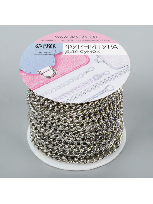Цепочка для сумки, железная, 4.35×5.8 мм, 10±0.5 м, цвет серебряный