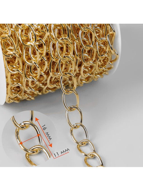 Цепочка для сумки, железная, 11×16 мм, 10±0.5 м, цвет золотой
