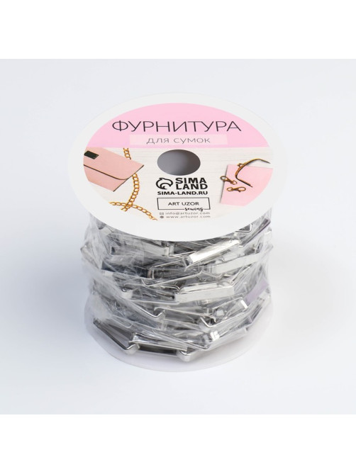 Цепочка для сумки, железная, 18×6 мм, 3±0.1 м, цвет серебряный