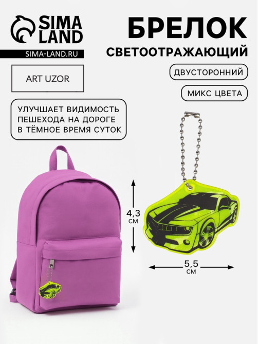Светоотражающий элемент «Авто», двусторонний, 5.5×4.3 см, МИКС