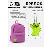 Светоотражающий элемент «Медведь», двусторонний, 6×5 см, МИКС