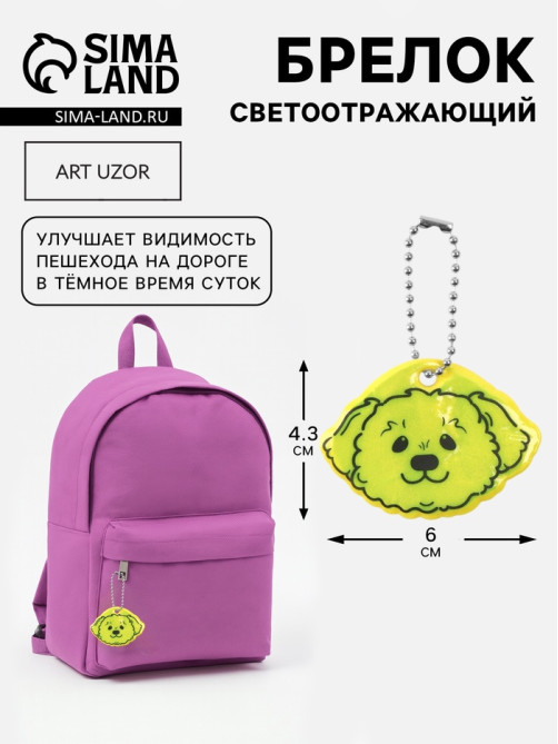 Светоотражающий элемент «Морда пуделя», двусторонний, 6×4.3 см, МИКС