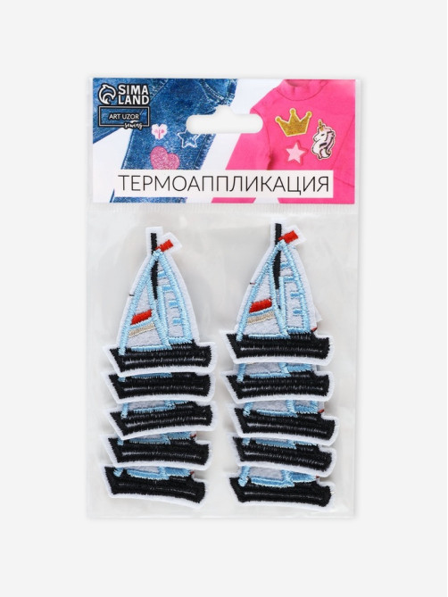 Термоаппликация «Кораблик», 4.5×3.3 см, голубая