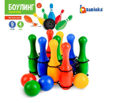 Боулинг цветной: 9 кеглей, 4 шара