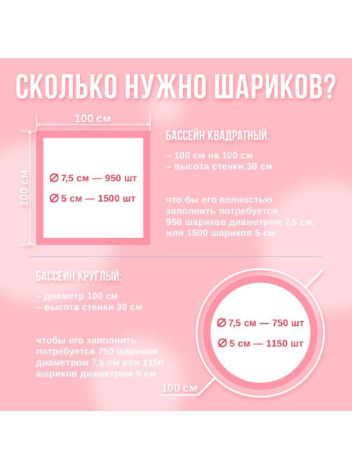 Шарики для сухого бассейна с рисунком, диаметр шара 7.5 см, набор 150 штук, цвет прозрачный