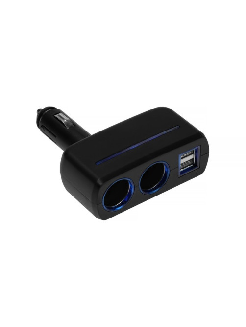 Разветвитель прикуривателя TORSO, 12-24 В, USB 2A, подсветка