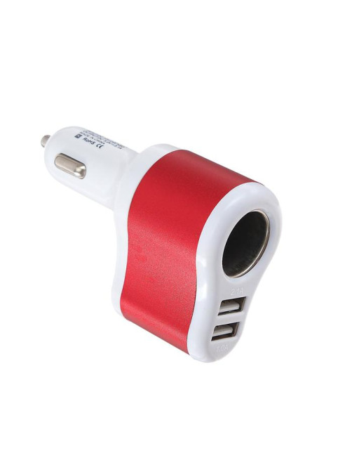 Разветвитель прикуривателя TORSO, USB 1 А / 2.1 А, 60 Вт, 12/24 В, микс