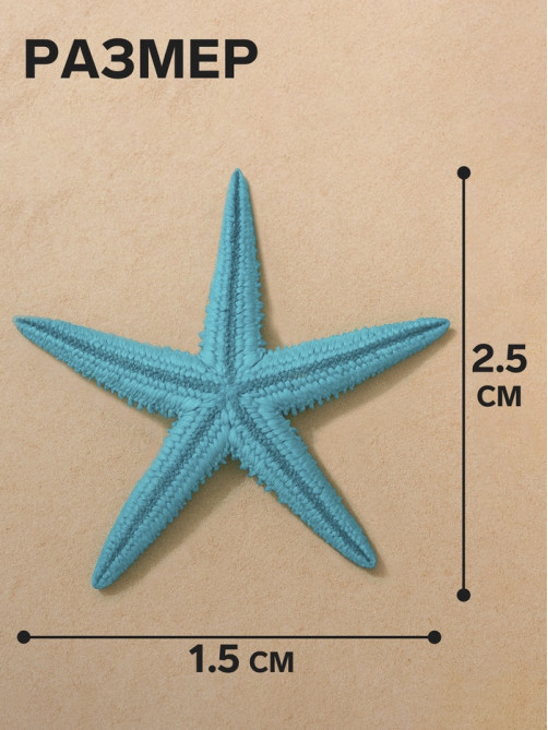 Набор натуральных морских звезд, 1.5 - 2.5 см, 20 шт., синий