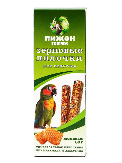 Зерновые палочки «Пижон» для птиц, медовые, 2 шт., 80 г