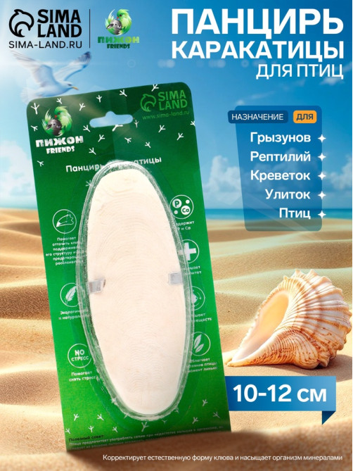 Панцирь каракатицы для птиц, 10-12 см, белый