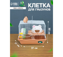 Клетка для грызунов «Пижон», 37×27×30 см с наполнением, коричневая