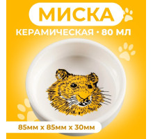 Миска для грызунов «Сытая мордочка», 80 мл, 8.5×3 см, керамика, белая