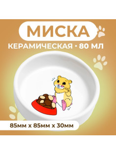 Миска для грызунов «Хомячок», 80 мл, 8.5×3 см, керамика