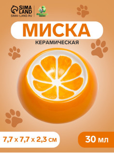 Миска для грызунов «Апельсинка», 30 мл, 7.7×2.3 см, керамика, оранжевая