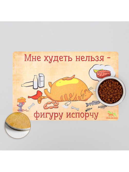 Коврик под миску «Пижон. Худеть нельзя», 43×28 см, с нескользящим основанием