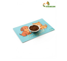Коврик под миску Пижон «Вместе вкуснее» с нескользящим основанием 43×28 см