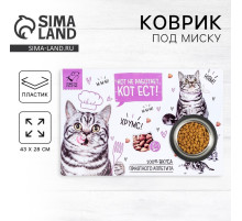 Коврик под миску «Кот не работает, кот ест!» 43×28 см