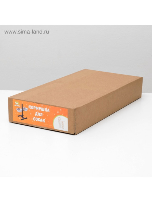 Подставка с мисками, 2×350 мл, высота 30 см, разборная, чёрная