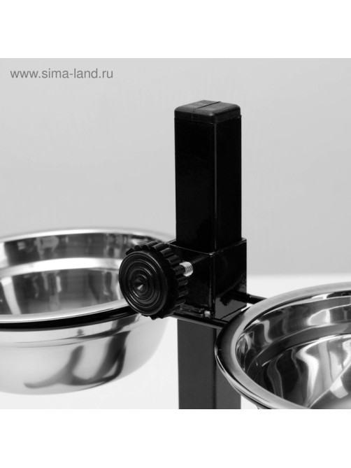 Подставка с мисками, 2×350 мл, высота 30 см, разборная, чёрная