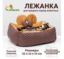 Лежанка «Милаш», 52×42×15, рогожа, плюш, бежево-коричневая