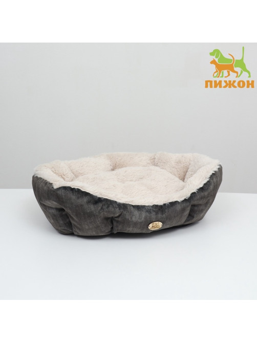 Лежанка-трансформер, 60×50×15 см, велюр, искусственный мех, цвет МИКС