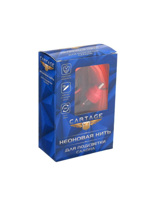 Неоновая нить Cartage для подсветки салона, адаптер питания 12 В, 5 м, красный