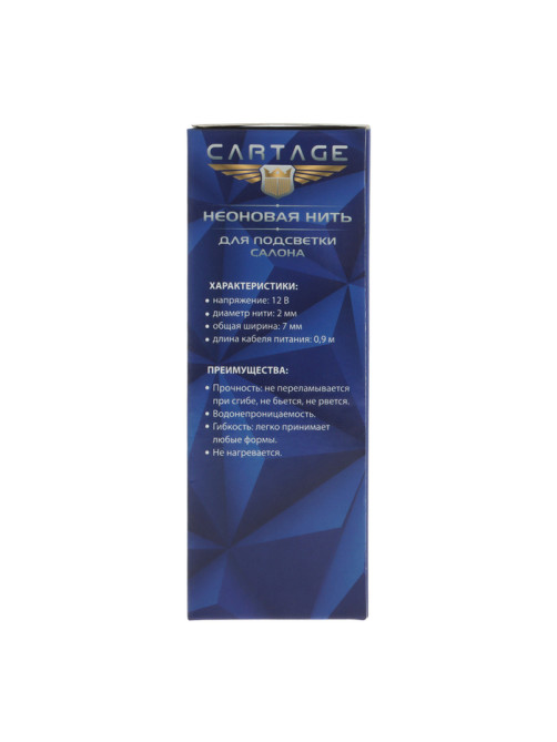 Неоновая нить Cartage для подсветки салона, адаптер питания 12 В, 5 м, лимонный