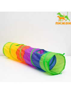 Туннель для кошек, 120×25 см, с игрушкой, разноцветный