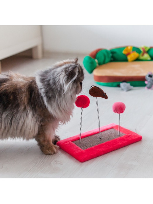 Игрушка для кошек, 27×15.5×25 см, 3 дразнилки и когтеточка, цвет МИКС