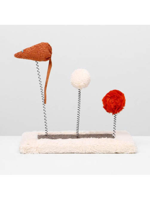 Игрушка для кошек, 27×15.5×25 см, 3 дразнилки и когтеточка, цвет МИКС