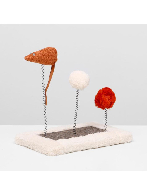 Игрушка для кошек, 27×15.5×25 см, 3 дразнилки и когтеточка, цвет МИКС
