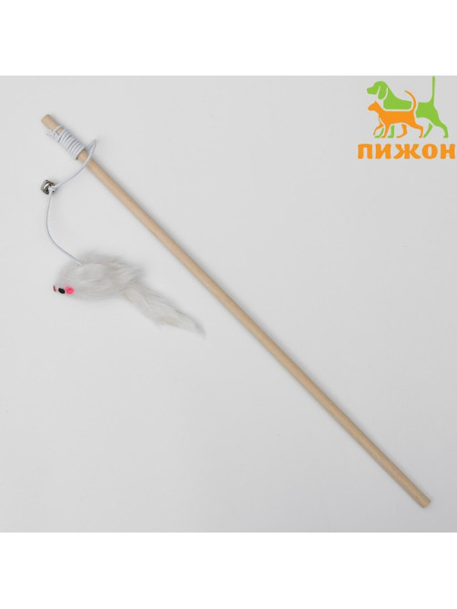 Дразнилка Мышь на деревянной палочке, 36 см