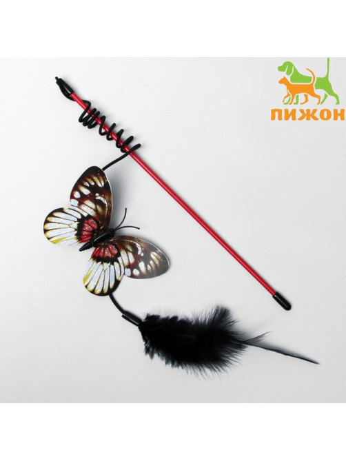 Дразнилка «Бабочка», с перьями, цвет МИКС