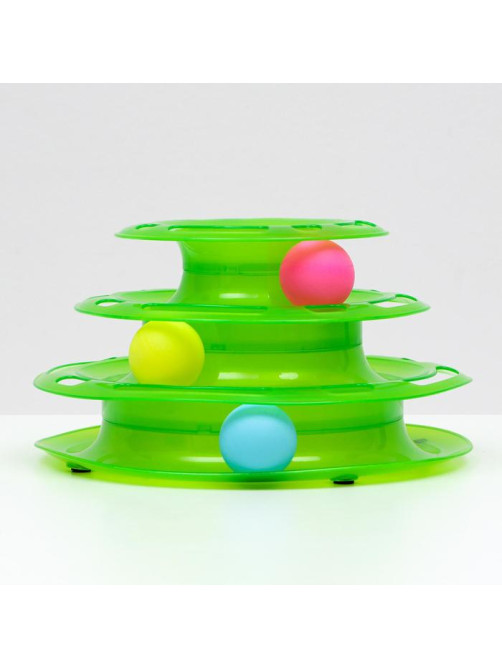 Игровой комплекс для кошек «Пижон», 24.5×24.5×13 с, с 3 шариками, зелёный