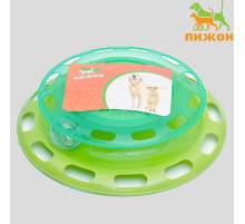 Игровой комплекс для кошек «Пижон», с отсеками для лакомств/кошачьей мяты и шариком, зелёный