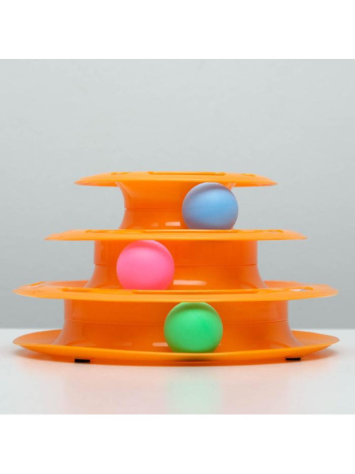 Игровой комплекс для коше «Пижон», 24.5×24.5×13 см, с 3 шариками, оранжевый