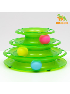 Игровой комплекс для кошек «Пижон», 24.5×24.5×13 с, с 3 шариками, зелёный