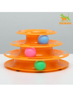 Игровой комплекс для коше «Пижон», 24.5×24.5×13 см, с 3 шариками, оранжевый