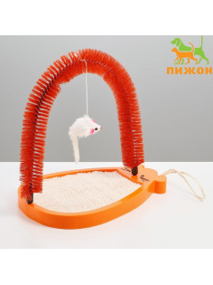 Комплекс для кошек с сизалевой когтеточкой, аркой - чесалкой и мышкой, цвет МИКС