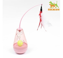 Игрушка-неваляшка для кошек «Мышь-фонтан», с отверстиями для лакомства и бубенчиком