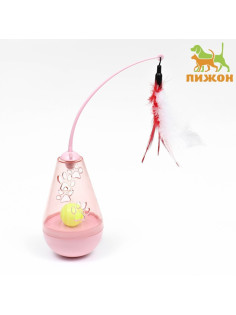 Игрушка-неваляшка для кошек «Мышь-фонтан», с отверстиями для лакомства и бубенчиком