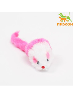 Игрушка для кошек «Малая мышь» двухцветная, 5 см, белая/розовая