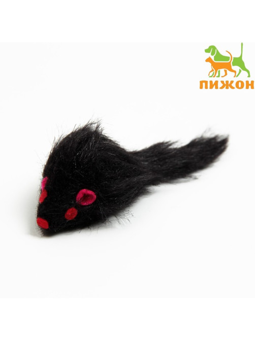 Игрушка для кошек «Мышь малая», 5 см, искусственный мех, чёрная