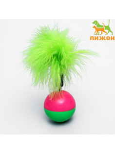 Игрушка-неваляшка для кошек с пухом, пластик, цвет МИКС